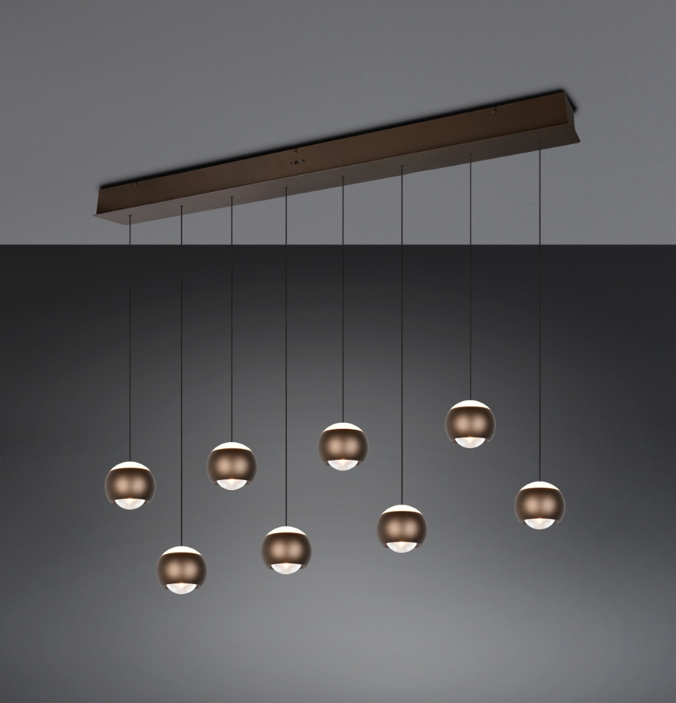Trio 8-lichts led hanglampOrbit eettafel - platinum bruin - 344410847